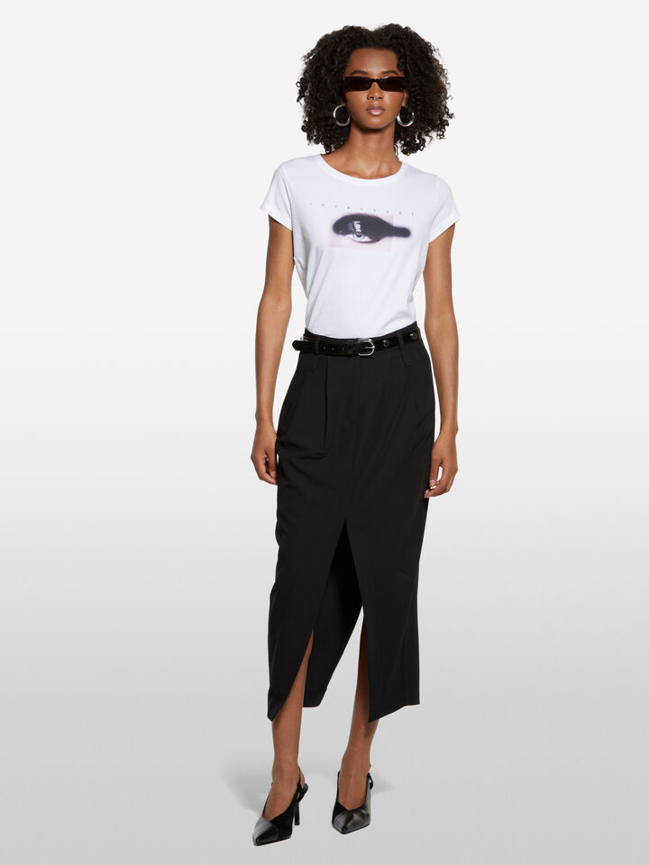 White t-shirt with eye print - women's short sleeve t-shirts - White | Sisley image number 1